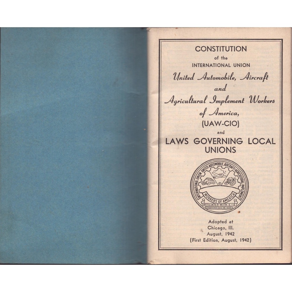 1942 UAW-CIO Constitution Laws Governing Local Unions First Edition Booklet - Picture 3 of 3